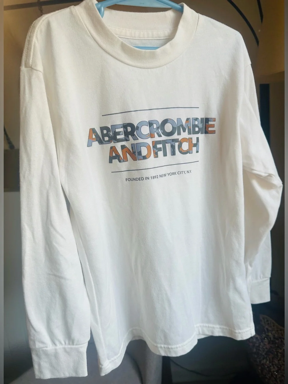 abercrombie kids White Long-Sleeve Tee with Multicolor Logo